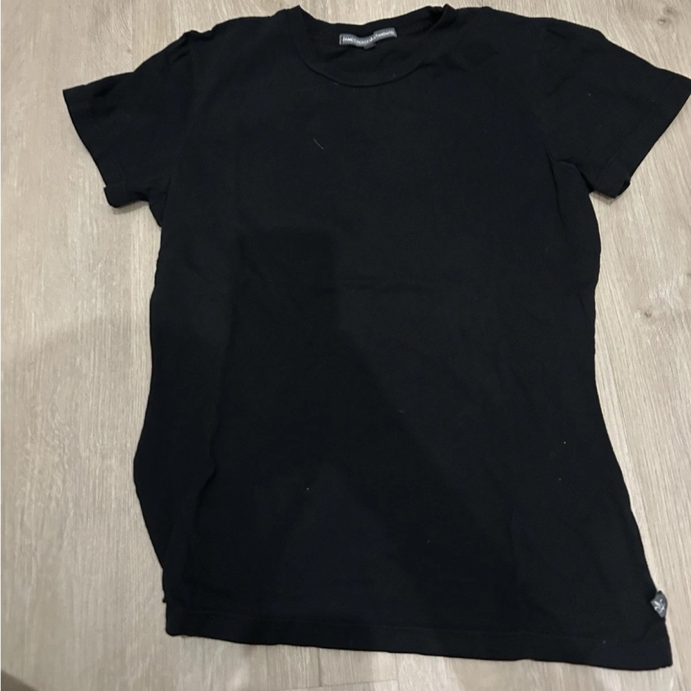 James Perse Women's T-Shirt  W8003LJ Top Black 100% Cotton Made in USA Tee Small